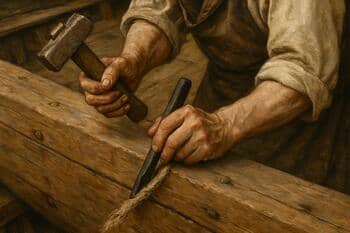 Breeuwen van de naad met hamer en breeuwbeitel