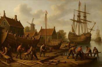 Werf in de Zaanstreek met teams die gelijktijdig aan verschillende delen werken