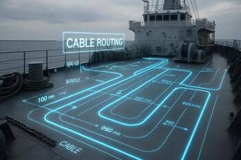 AR-overlay op het dek voor kabelrouting