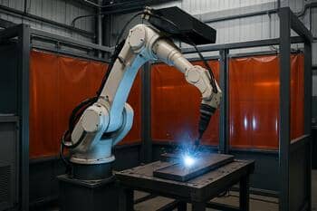 Robotarm in lascel met afscherming