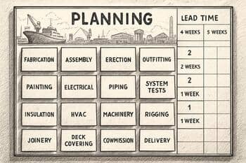 Planningbord met kleppers en doorlooptijden
