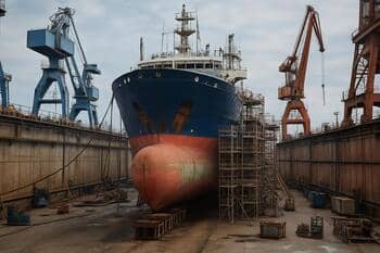 Refit van een schip in dok