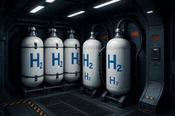 Waterstoftanks in een scheepsruimte met beveiliging