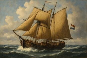 Galjoot onder zeil met compacte tuigage