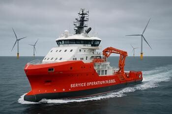Servicevaartuig voor offshore windparken