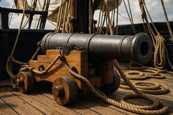 Scheepskanon opgesteld op het dek
