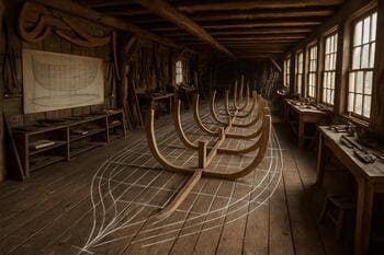 Tekenkamer waar romplijnen en spanten worden uitgezet